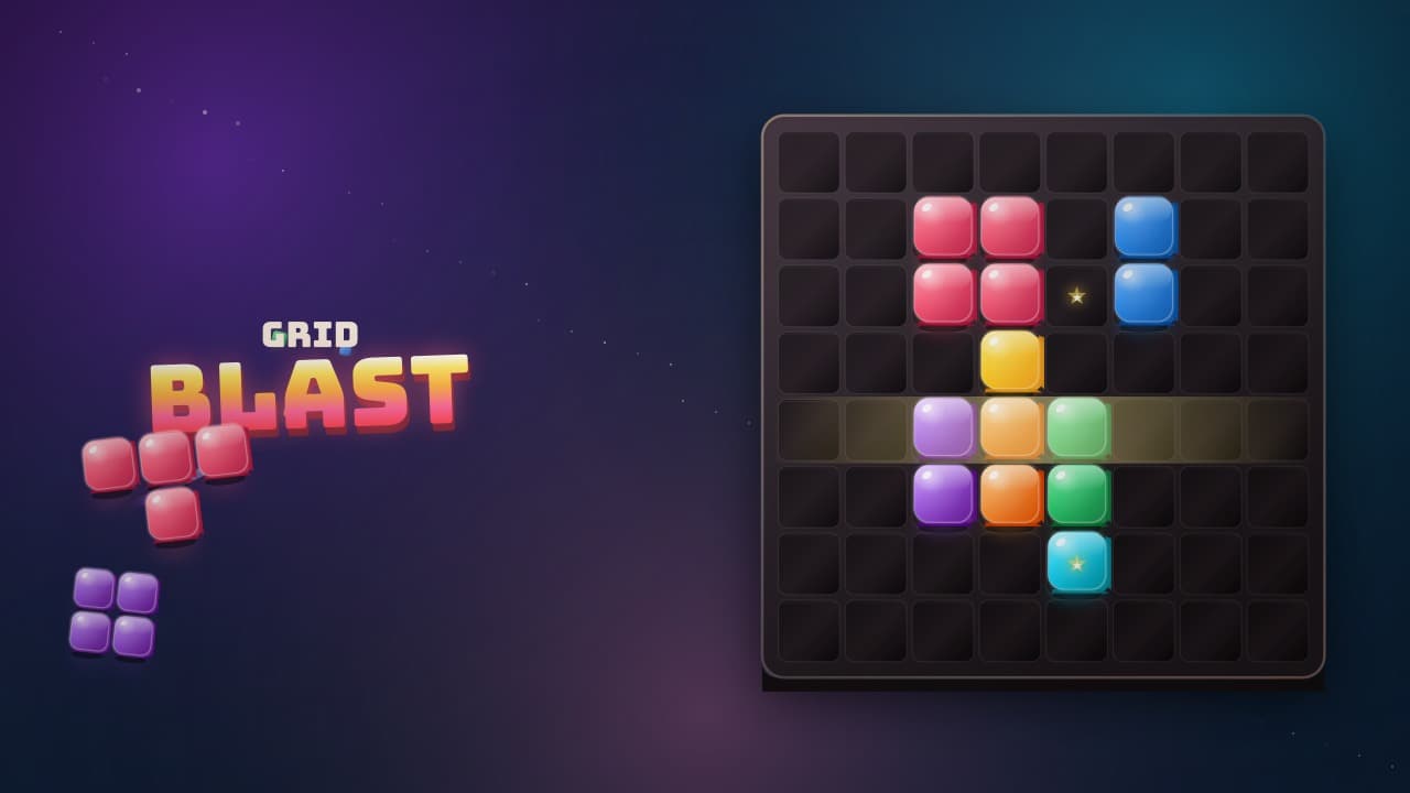 Grid Blast — premium block puzzle cover art